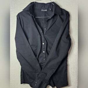 7th Avenue Design Studio Black Button Down Shirt Women’s M Anti-Gap Work Top